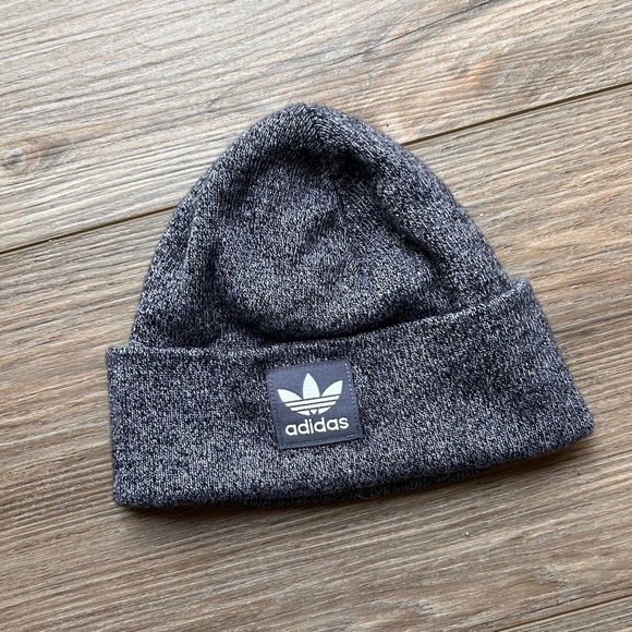 Adidas Gray Knit Hat with Trefoil Logo (One Size) - Picture 2 of 5